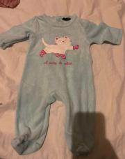 Pyjama velours bleu chat 6M