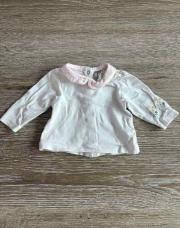 T-Shirt longues manches à col et fleurs