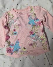 T-shirt rose oiseaux Mothercare 9 mois