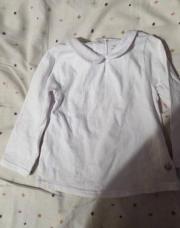 T-shirt à col claudine blanc Okaidi 9 mois