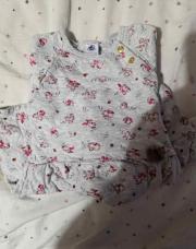 Robe grise à fleurs Petit Bateau 4 ans