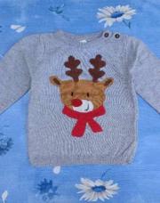 Pull Noël gris renne 12 mois