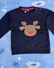 Pull Noël noir renne 18 mois