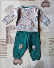 Ens pull+pantalon gris/vert Noël 6 mois