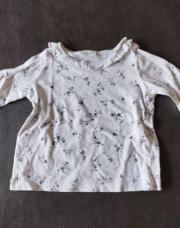 Tee-shirt manches longues next baby 3mois blanc fleurs grises
