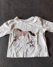 Tee-shirt manches longues Primark 3mois blanc cheval