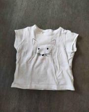 Tee-shirt manche courte JBC 6mois blanc chat