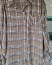 Longue chemise à carreaux kaki taille M