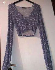 Haut longue manche bleu imprimé fleur taille M