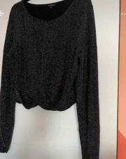 Haut manche longue noir à paillettes taille xl 