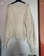 Pull blanc manche en dentelle taille 40