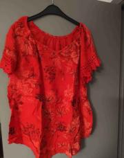 Blouse orange fleur