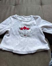 Pull 9 mois Noël blanc cerf 