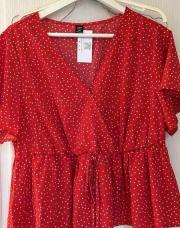 Top à pois rouge XL 