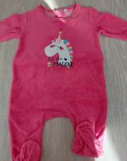 Pyjamas rose licorne 3 mois 