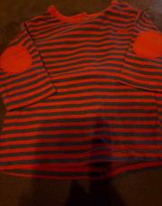T shirt longue manche rouge gris lignée 1 mois 