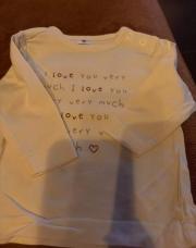 T shirt longue manche blanc love you 1 mois