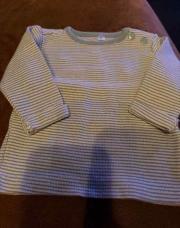 T shirt linge manche lignée vert 1 mois 
