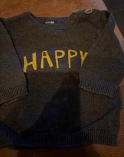 Pull laine gris happy 1 mois 
