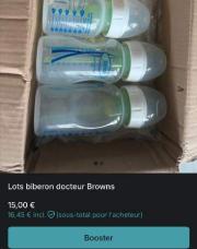 B 4 biberons de browns +10 tétines 