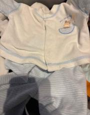 Pyjama 2 pièce blanc et bleu, premaman T naissance 