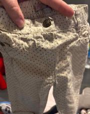 Pantalon Groseille , beige à pois bleu T6mois