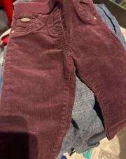 Jeans en Velour Mauve, T 9mois