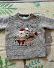 Pull gris Noël 6-9M