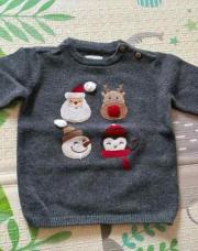 Pull gris Noël 6-9M