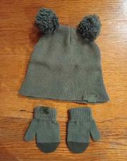 Bonnet+moufles kaki 24 mois 
