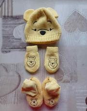 Ens bonnet+moufles+chaussons Winnie 6 mois 