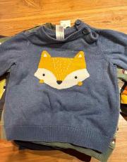 Pull renard 74cm bleu 