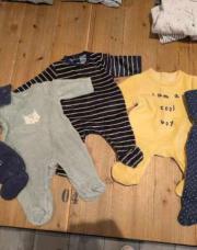 Lot de 5 pyjamas velours (bleu/jaune/vert/ligné) - 56