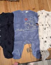 Lot de 3 pyjamas velours et coton (bleu/blanc)/