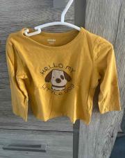 T-shirt manches longues moutarde chien 18 mois 