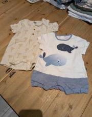 Lot de 2 barboteuses été palmier/baleine(crème/blanc/bleu) - 3/6mois