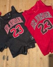 JORDAN - Lot de 3 barboteuses Jordan (rouge/noir) - 0/3 mois