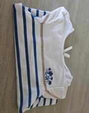 T shirt longue manche ligné bleu