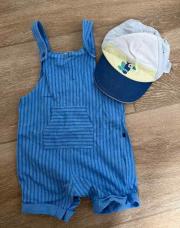 Ensemble salopette bleu casquette obaibi 12 mois 