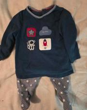 Ensemble bleu avec pantalon à pieds Okaidi 12 mois