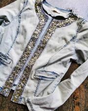 Veste jean délavée M strass 