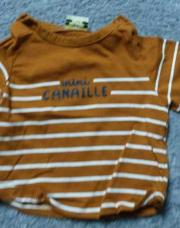 tee shirt 3 mois brun ligné 