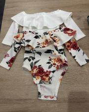 Lot de body blanc fleurie 12mois 