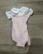 Salopette rose body blanc 