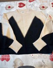 Pull beige et noir taille unique 