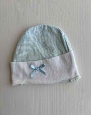 Bonnet naissance blanc/bleu