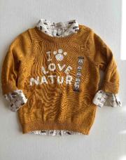 Ensemble natue orchestra chemise et pull 12 mois