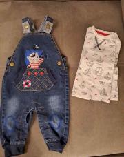 Salopette en jeans C&A avec t shirt manche longue 6 mois
