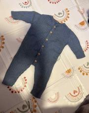 Pyjama sans pied bleu coton 