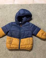 Manteau bleu marine camel tape à l’œil 12-18 mois